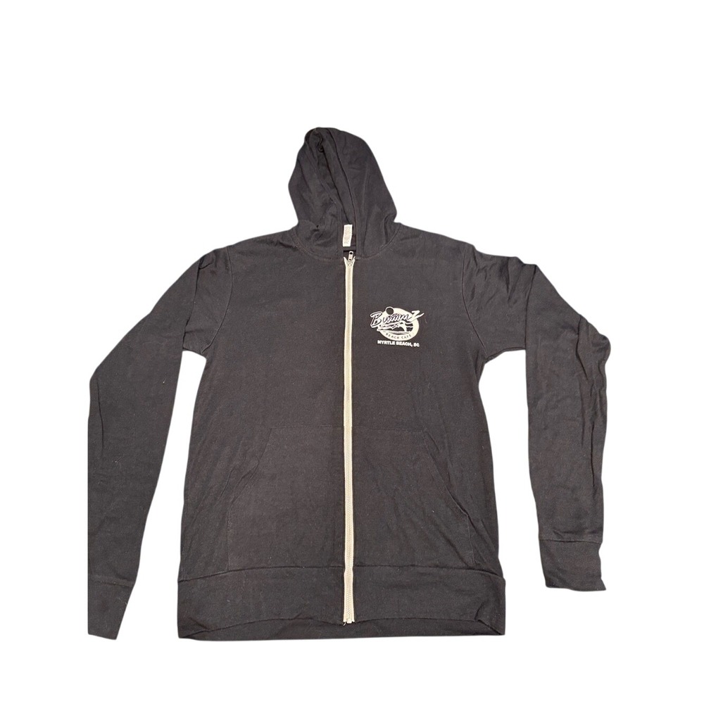 Bella Canvas Bummz Beach Cafe Myrtle Beach Zip Hoodie Black Tri-Blend‎ Large